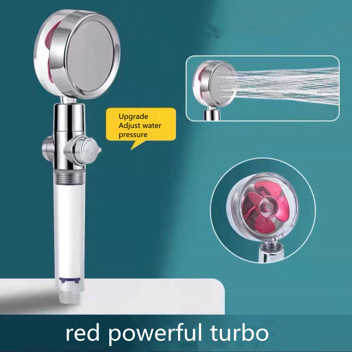 High-Pressure Water-Saving Shower Head | 360° Rotating Turbo Fan Spray Nozzle | ABS Pressurized Shower with Filter | Chrome Round Fixed Head - Hardware > Plumbing > Plumbing Fixture Hardware & Parts > Shower Parts > Shower Heads > Handheld Shower Heads