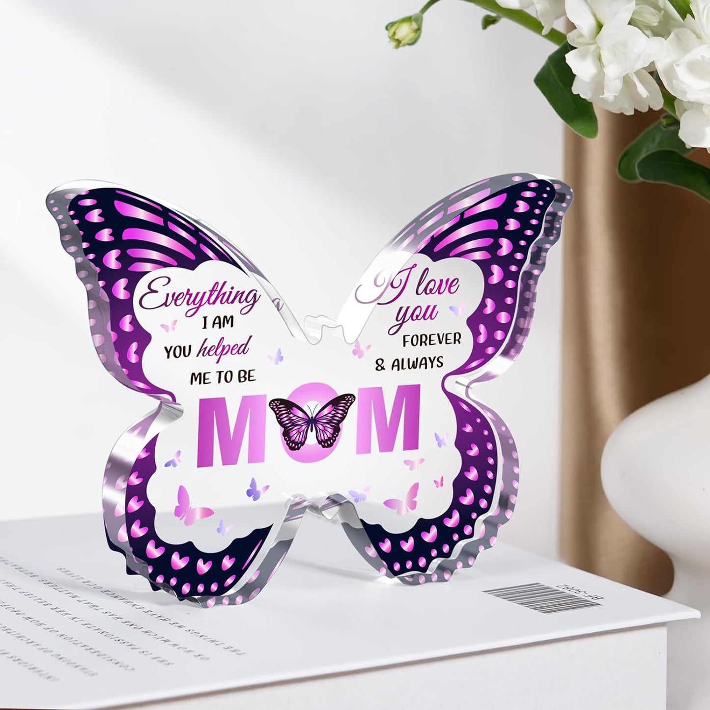 Butterfly Keepsakes | Acrylic Keepsake | Butterfly Shape | Purple Wing Pattern | Perfect Mother's Day Gift For Mom -