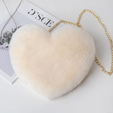 Women’s Plush Heart Shoulder Bag | Valentine’s Day Party Purse | Soft Plush Chain Crossbody | Zipper Closure | Cute Medium Round Heart Bag for Gifts & Events - Apparel & Accessories > Handbags, Wallets & Cases > Handbags > Shoulder Bags