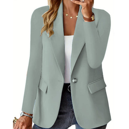 Polyester Autumn Long Sleeve Solid Color Cardigan Small Suit Jacket For Women