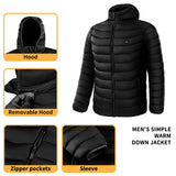 Men Heated Puffer Jacket | Electric Heating Coat with 9 Heat Zones | Insulated Hooded Windbreaker | USB Powered Heated Ski Jacket | Unisex Winter Warm Electric Coat (Black/Blue/Red in Zone 9) - Apparel & Accessories > Clothing > Outerwear > Coats & Jackets > Puffer Jackets
