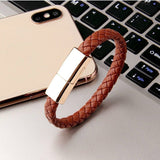 BraceletCharge | Bracelet Charger Cable | Braided Leather | Emergency USB Cable | Black | On-The-Go iPhone Charging -