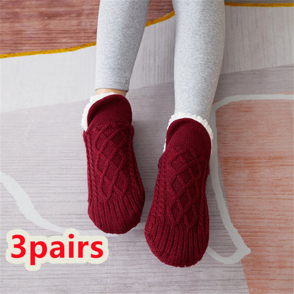 Winter Woolen Socks Women Thicken Warm Home Bedroom Socks Slippers Men Non-slip Foot Warmer Snow Socks Calcetines Mujer