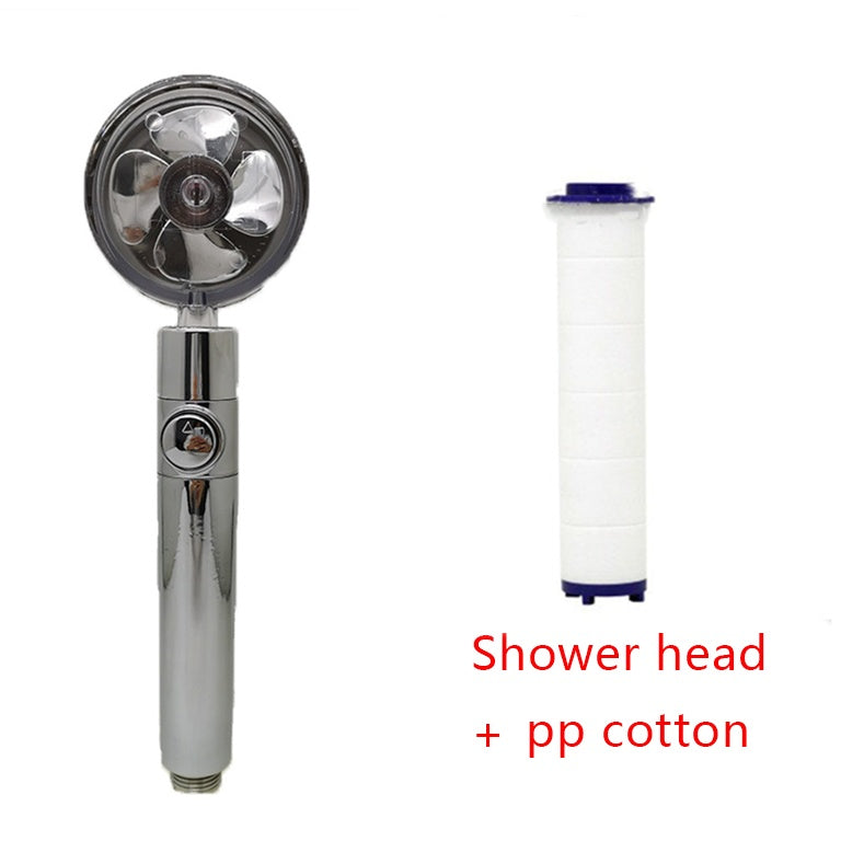High-Pressure Water-Saving Shower Head | 360° Rotating Turbo Fan Spray Nozzle | ABS Pressurized Shower with Filter | Chrome Round Fixed Head - Hardware > Plumbing > Plumbing Fixture Hardware & Parts > Shower Parts > Shower Heads > Handheld Shower Heads