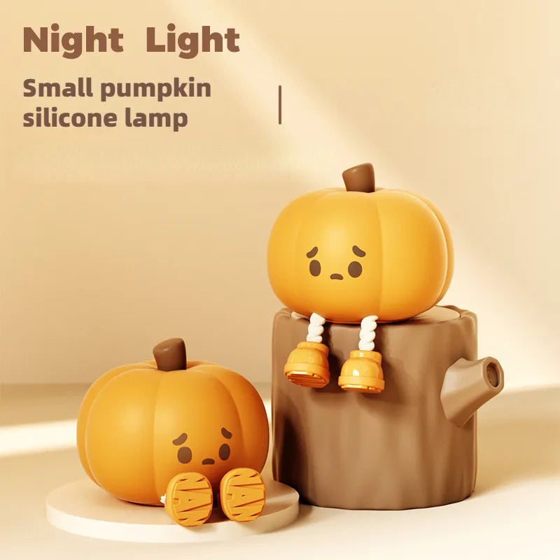 LumiGlow | Pumpkin Night Light | Dimmable Silicone Lamp | BPA Free Safe For Kids | Orange | Warm LED Bedside Decor -