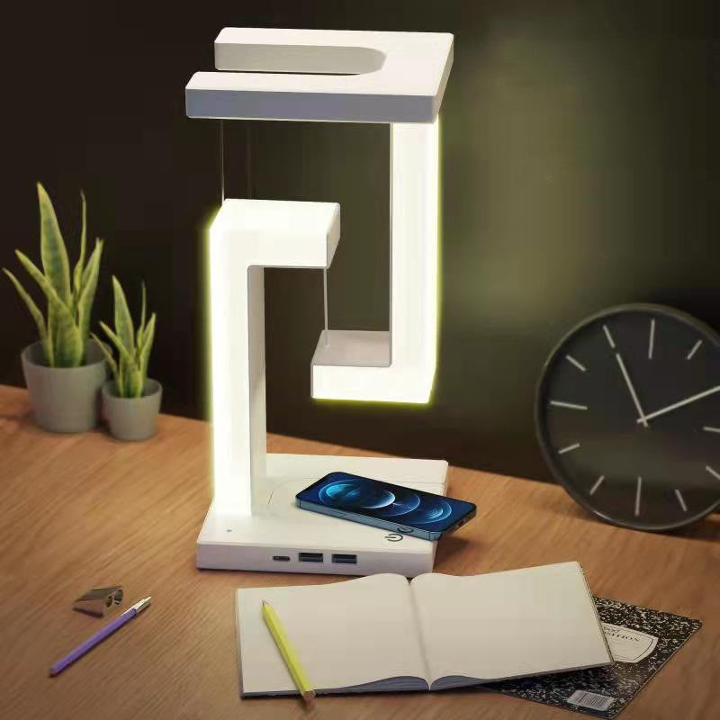 LumaNova | Wireless Charging Table Lamp | Floating Suspension | Charges Phones Wirelessly | Ambient Night Light -