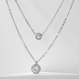 | Zircon Pendant Necklace | Three-Dimensional Zircon | Double Layer Collarbone Design | Crystal Clear | Gift for Engagements -