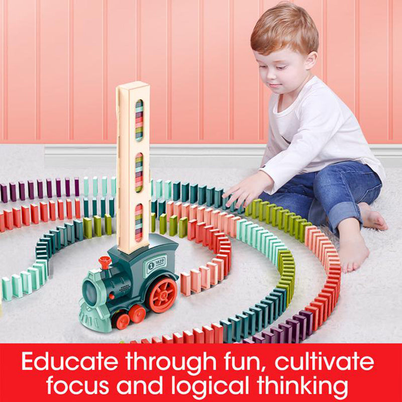 Domino Train Co | Domino Train Toy | Auto Domino Loading | Sequencing Skills | Colorful | STEM Play -