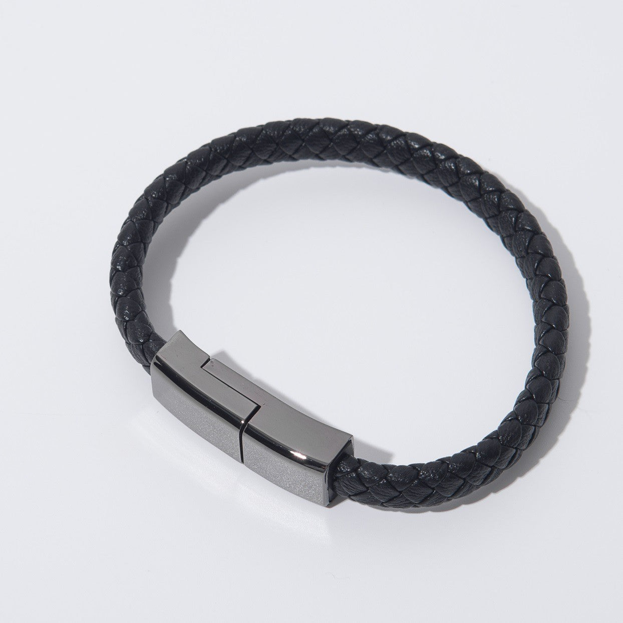 BraceletCharge | Bracelet Charger Cable | Braided Leather | Emergency USB Cable | Black | On-The-Go iPhone Charging -