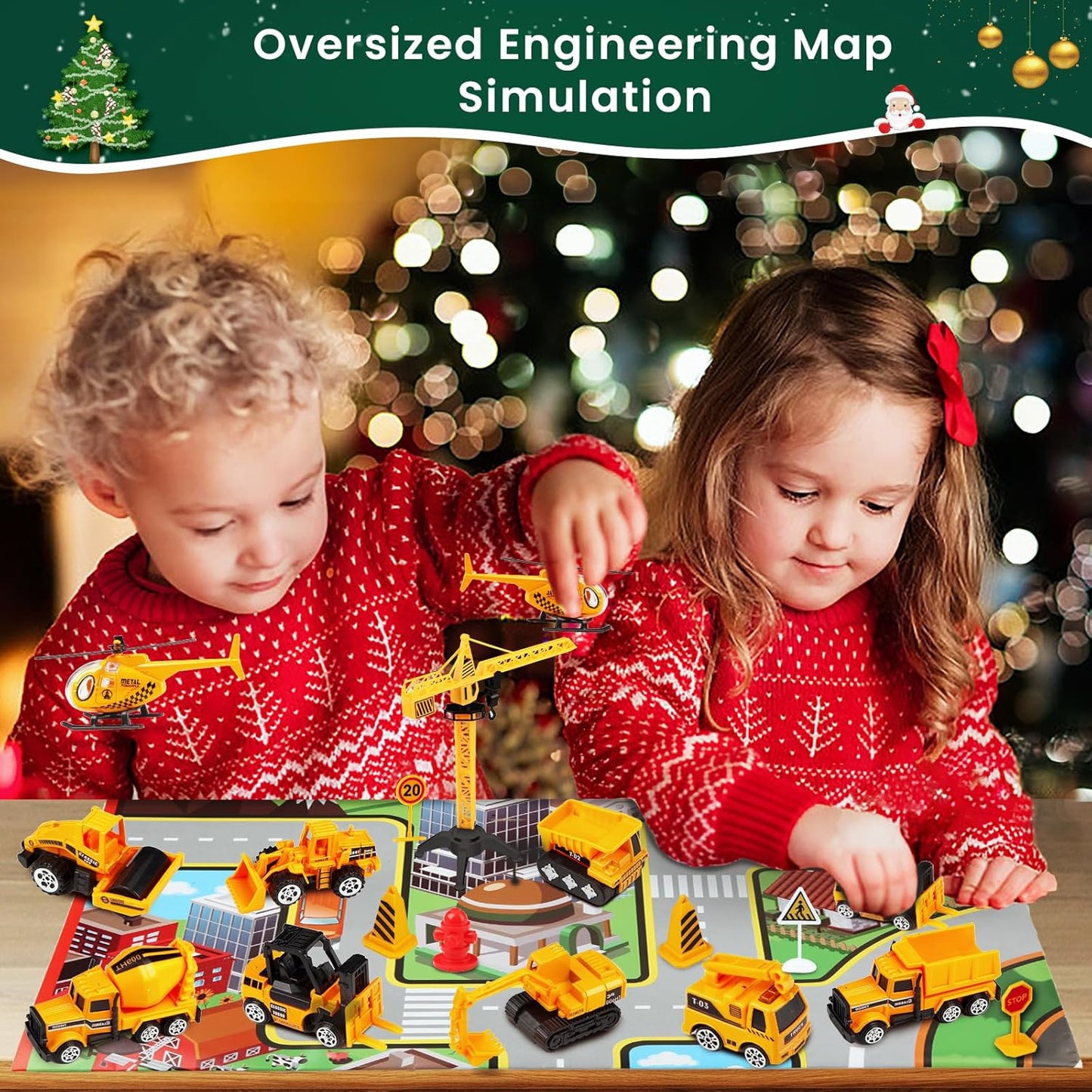 TechTrek Toys | Advent Calendar | 24 Piece Engineering Vehicle Playset | Countdown To Christmas | Vehicles | Boosts STEM -