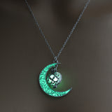 Glowing Pendant Necklace | Silver-Plated Luminous Jewelry for Women | 3.6cm Glow-in-the-Dark Pendant | 45+5cm Adjustable Chain | Elegant Gift Necklace for All Occasions - Apparel & Accessories > Jewelry > Necklaces