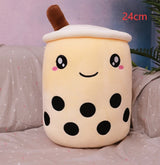 KawaiiTea | Plush Toy | Soft Fabric | Embroidered Face | Strawberry Pink Bubble Tea | Cuddle Tea Pillow -