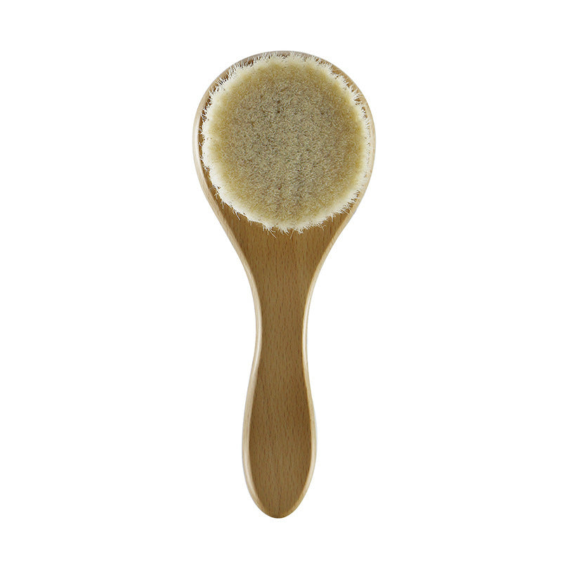 PearWood | Round Wool Massage Brush Set | Pear Wood Handle | Soft Wool Round Brush | 14.5 x 4.3 x 1 cm | Scalp Massage -