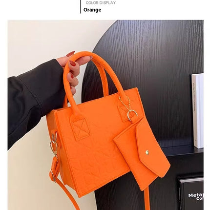 Simple Small Handbag Women's Fashion Felt One Shoulder Combination Bags