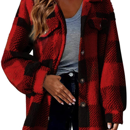 Women's Fashion Jacket Button Plush Coat