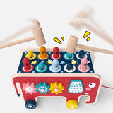 Montessori | Educational Wooden Pounding Bench Toy | Animal Bus Toys | Strengthens hand muscles | Boosts learning -