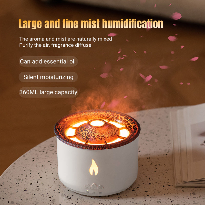 New Creative | Ultrasonic Humidifier | Volcano Flame | Aromatherapy For Sleep | Auto Shutoff -
