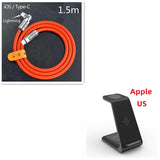 | 3 In 1 Fast Charging Station Wireless Stand | Fast Charge | Qi Dock For Phone Earbuds | Black | Desk Space Saver -