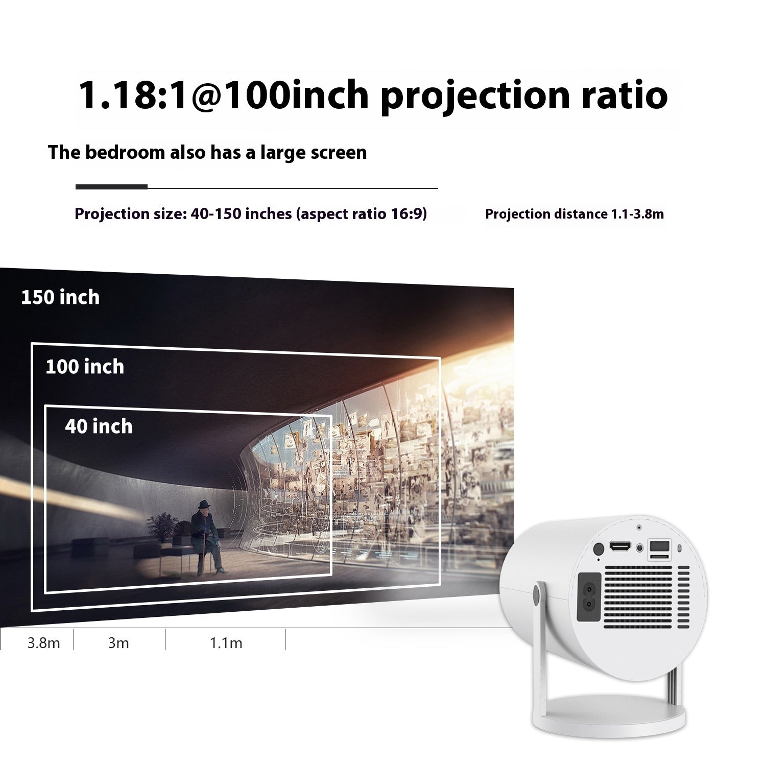 Magcubic | Portable Projector | 180-Degree Projection Angle | Automatic Focus | Easy Home Theater -