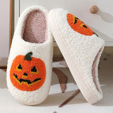 Halloween Pumpkin Slippers for Women & Men | Warm Winter Indoor House Shoes | Soft Suede Upper | Non-Slip Rubber Sole | Cozy Cotton Lining | Couples Plush Home Slippers - Apparel & Accessories > Shoes > Slippers