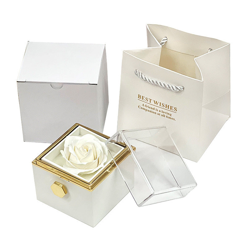 Forever Rose | Rotating Rose Soap Flower Gift Box | Acrylic Cover Rotating Display | Lasts For Years | Red | Valentines Day Gift - Health & Beauty > Jewelry Cleaning & Care > Jewelry Holders > Jewelry Boxes