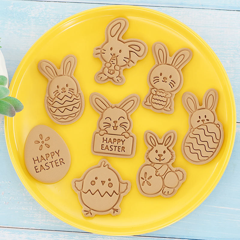 SunnyBakes | Easter Cookie Mold Set | Cartoon Bunny Shapes | Plastic Press Molds | Type A Type B | Easy Easter Cookies -