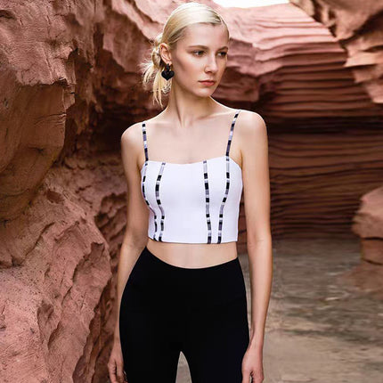 Colorful Thread Stitching Nude Feel Fashion Exercise Bra Vest Yoga Clothes Suit