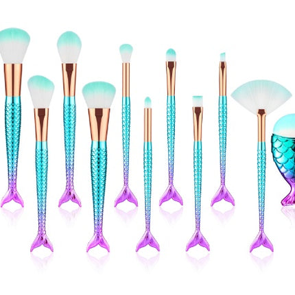 11pcs Makeup Brushes Kit Maquiagem Maquillaje New Mermaid Foundation Eyebrow Eyeliner Cosmetic Makeup Brushes