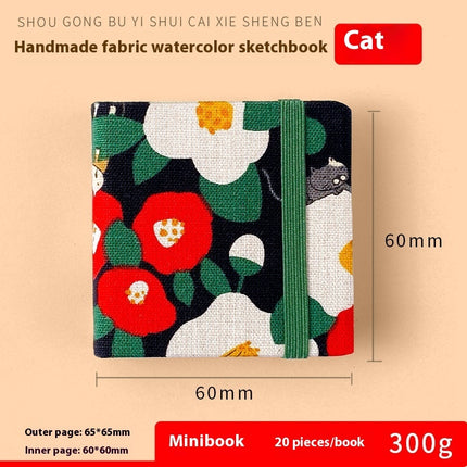 Fabric Watercolor Notebook Art Student Painting Square Portable