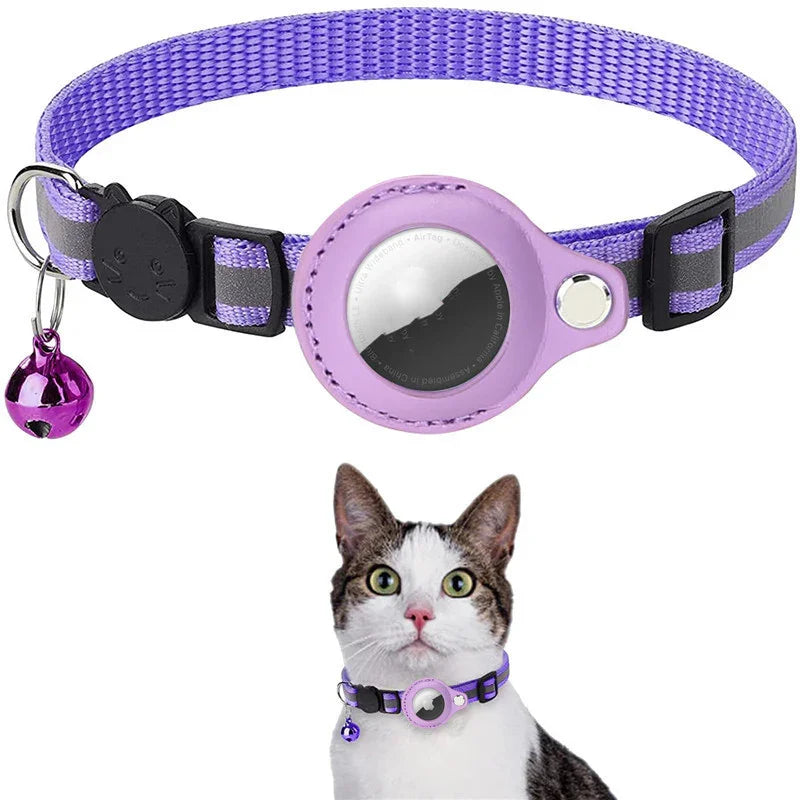 Reflective Nylon AirTag Pet Collar | Waterproof Holder Case for Apple AirTag | Adjustable Dog & Cat Collar for Puppies, Kittens & Small Pets | Secure & Durable - Animals & Pet Supplies > Pet Supplies > Pet Collars & Harnesses > Breakaway & Safety Collars