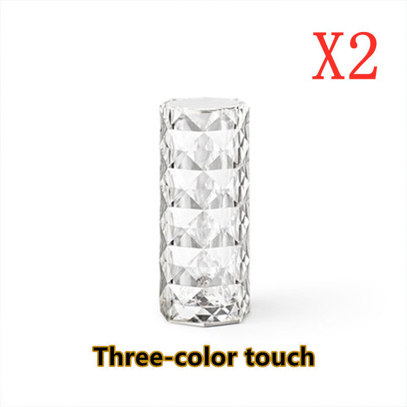 Nordic Crystal | Lamp | Usb Table Lamp | Touch Dimming Diamond Night Light | Rose | Ambient Bedroom Lighting -
