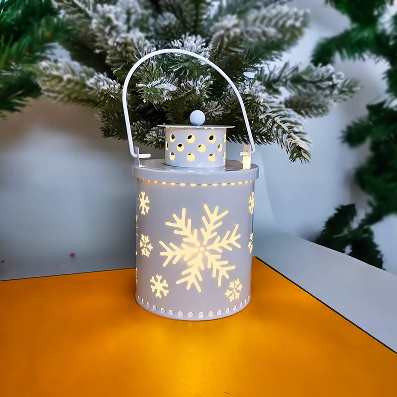 Christmas LED Candle Lantern | Nordic Style Electronic Candle Light | Creative Holiday Decoration for Christmas & Halloween | Wrought Iron Wind Lantern - Home & Garden > Decor > Flameless Candles