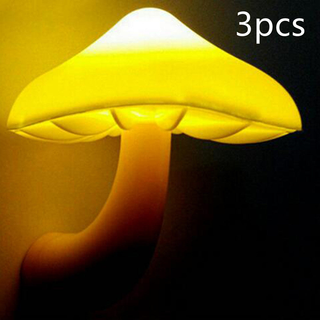 LumoGlow | Led Night Light Mushroom Wall Lamp | Light Sensor | Auto Night Lighting | Warm White | Eu Us Plug Compatible -