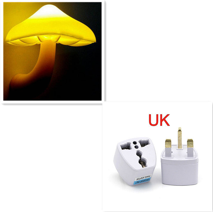 LumoGlow | Led Night Light Mushroom Wall Lamp | Light Sensor | Auto Night Lighting | Warm White | Eu Us Plug Compatible -