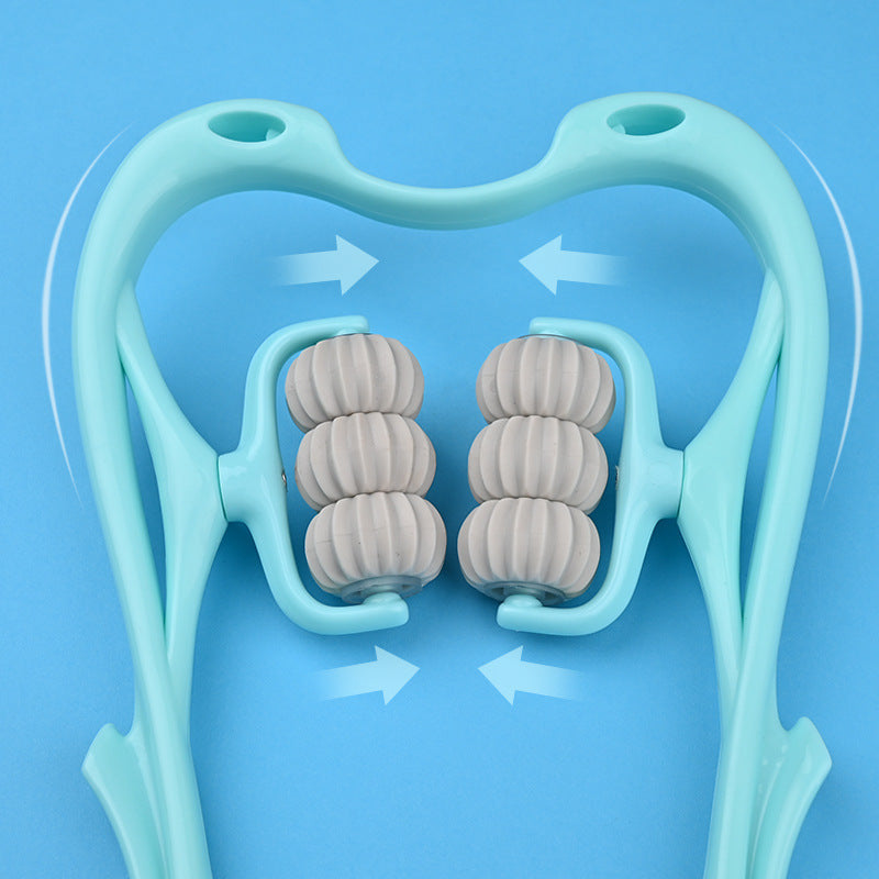 6-Roller Cervical Neck Massager | Manual Six-Wheel Deep Tissue Roller | Ergonomic Swan-Shaped Massage Tool | Relieves Neck, Shoulder, Back & Leg Tension | Adjustable Pressure | Includes Natural Crystal Jade Scraping Board - Health & Beauty > Personal Care > Massage & Relaxation > Massagers > Manual Massage Tools