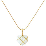 Fashion Moonstone Necklace | Cartoon Princess Heart Pendant for Girls & Women | Real Gold Electroplated Copper Chain | Japanese & Korean Style | Barbie Opal & Pink Spar Options | 39cm + 7cm Extension - Apparel & Accessories > Jewelry > Necklaces